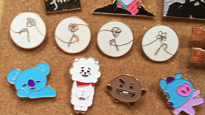 BTS Premium Gold Enamel Pin Badge & Keyring RM Jin SUGA j-hope
