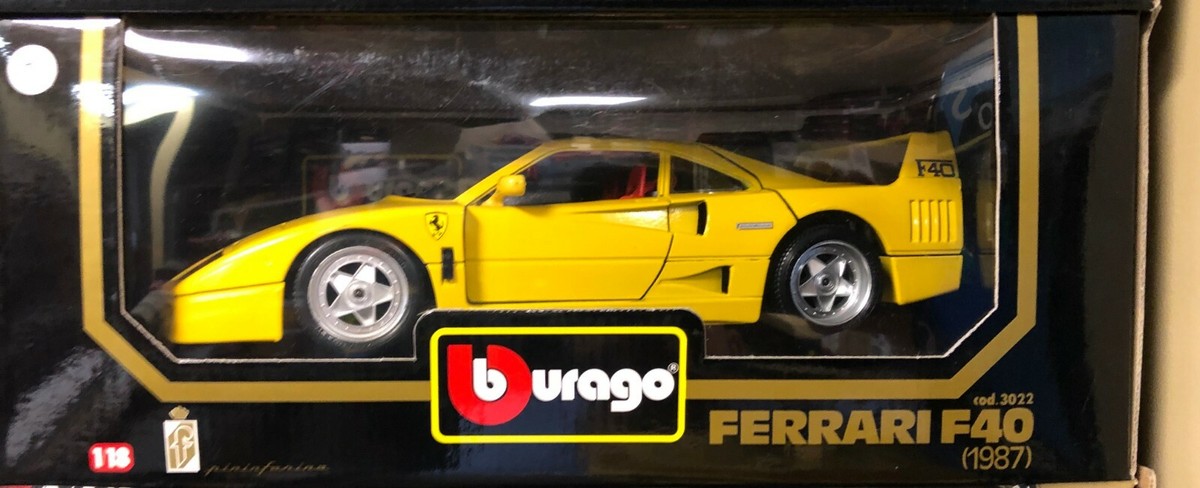 FERRARI F40 GIALLO MODENA YELLOW 1:18 by BURAGO 3022 BRAND NEW IN