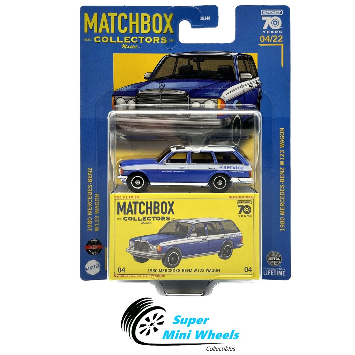 Matchbox 1:64 - 1980 Mercedes-Benz W123 Wagon (Blue) 2023 Super