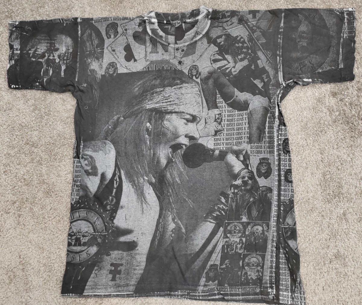 Vintage 90s Guns N Roses Axl Single Stitch T-Shirt All Over Print