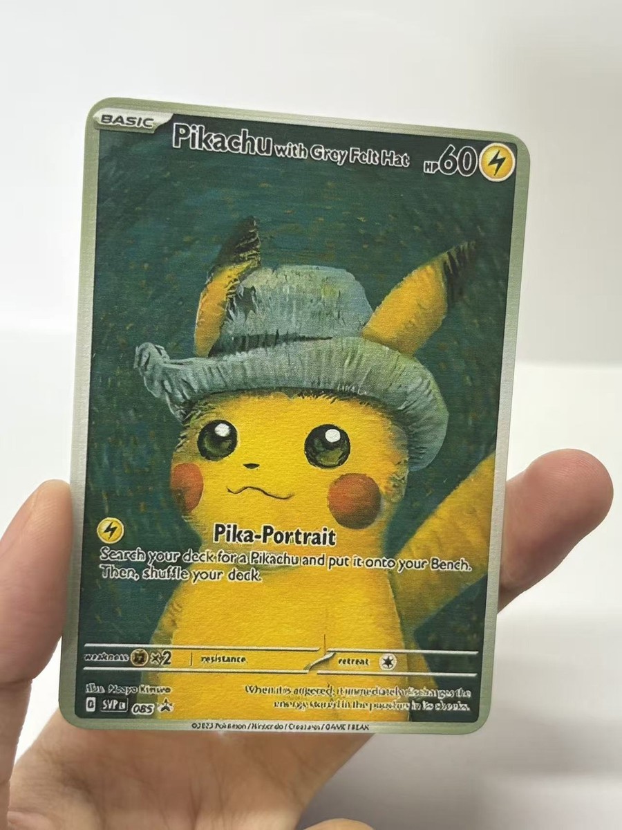 Pikachu with Grey Felt Hat HP60 Gold Metal Pokémon Card