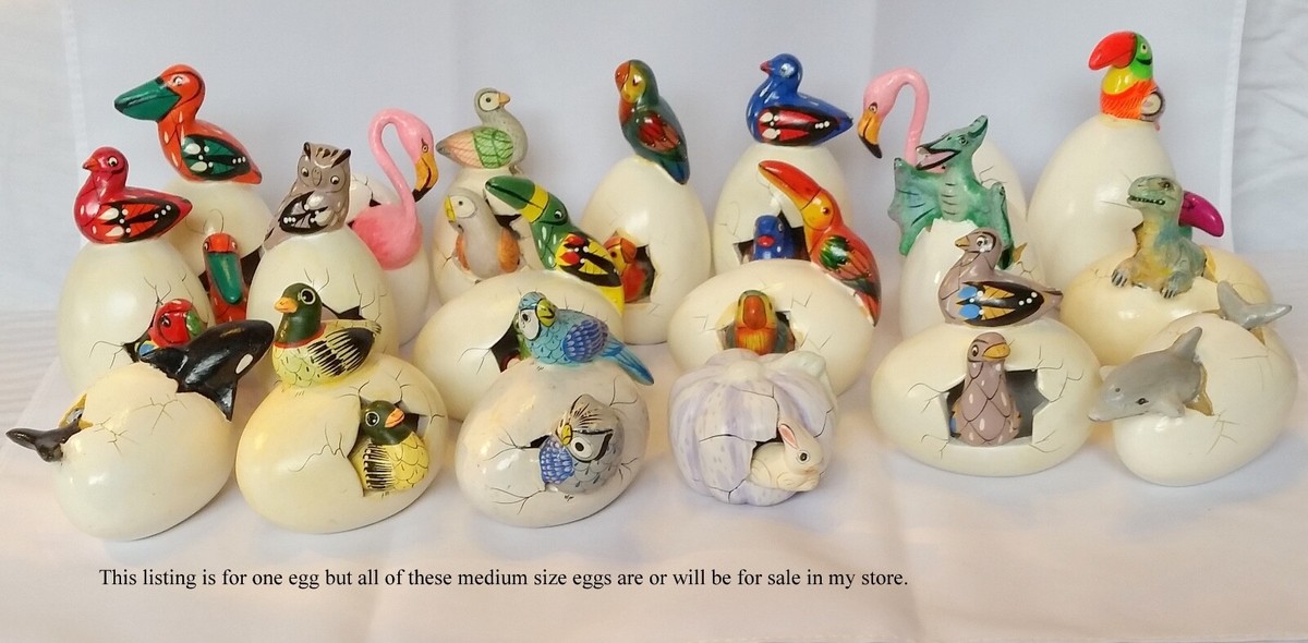 Sergio Bustamante Mexican Ceramic Hatching Egg Sculpture 
