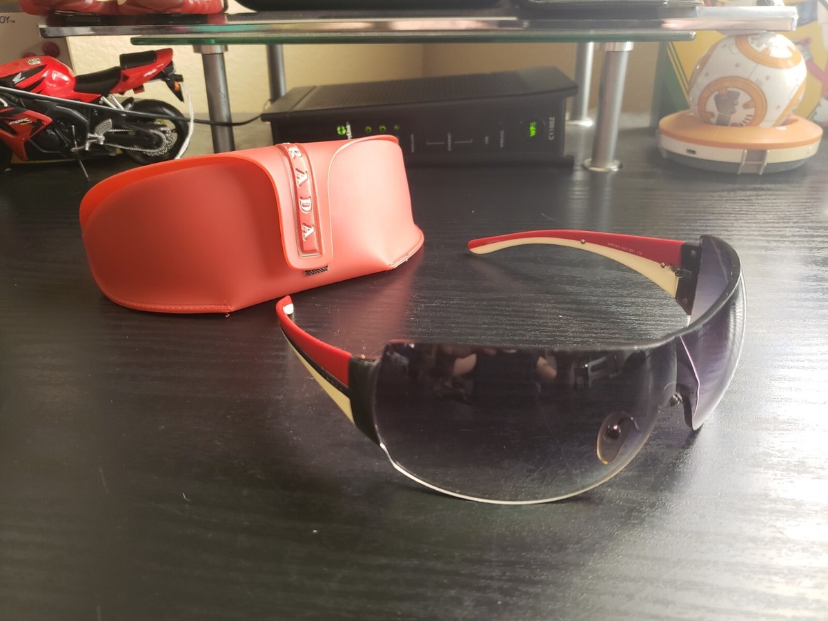 🚨🔥Vintage Designer Prada SPR 54G Red/Smoke Lens Sunglasses W/OG