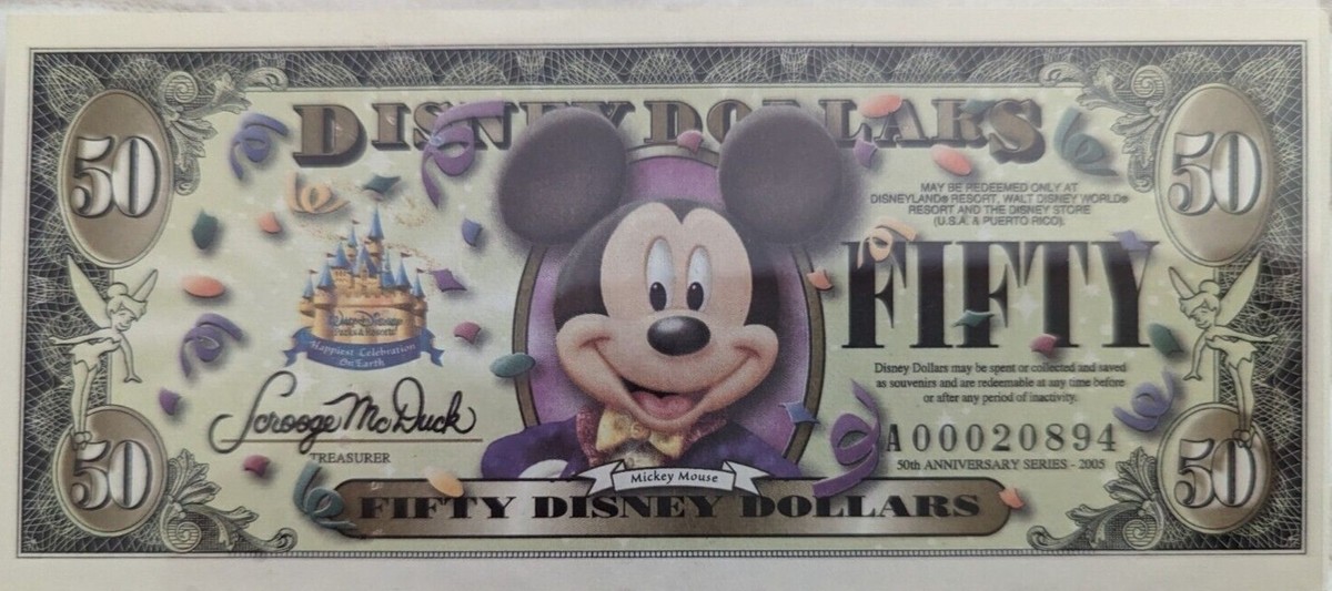 2005 50th Anniversary Disney Dollar Mickey Mouse 