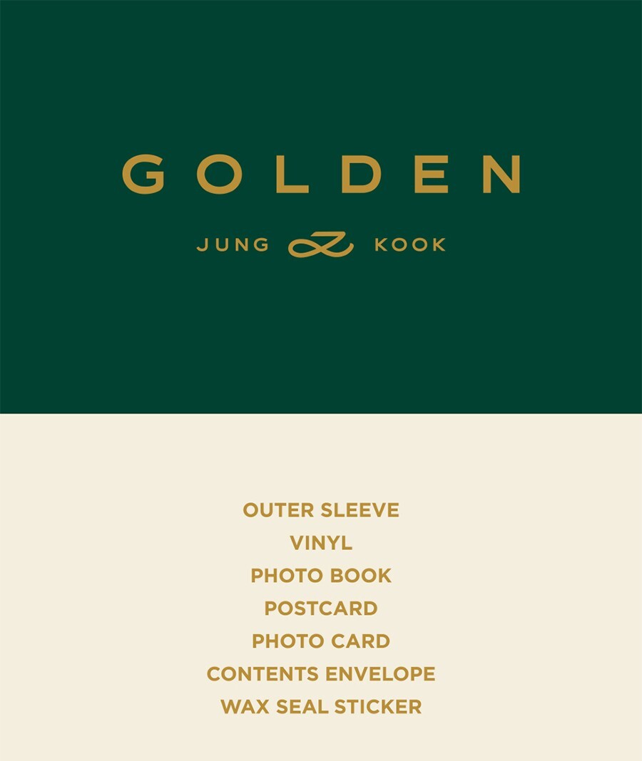 BTS JUNGKOOK GOLDEN Album LP Ver./Vinyl+Photo Book+2 Post Card+