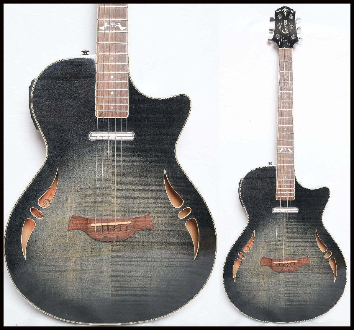 Electric Acoustic Guitar Crafter SA-TMBK Archtop See Through Black