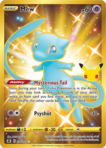 PSA 10 Gem Mint Pokemon 2021 Mew Full Art Celebrations Gold #025