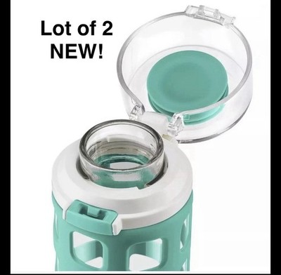 Ello Pure BPA-Free Go Glass Water Bottle with Lid, 20 oz Mint Teal