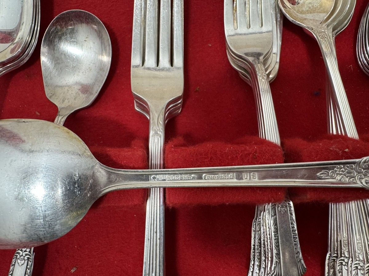 58 Pc 1940's WM ROGERS Overlaid IS Treasure Silverplate Set | eBay
