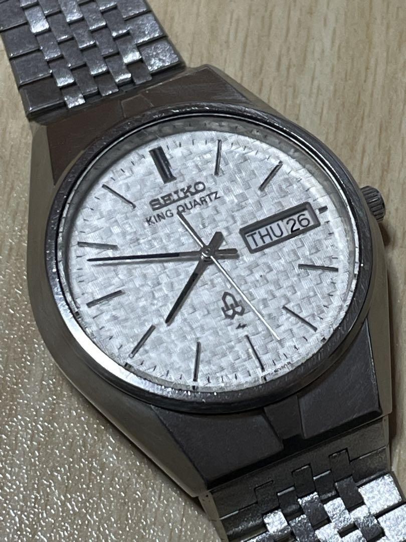 SEIKO King Quartz 0853 8035 Watch 35mm Day Date SS Bracelet
