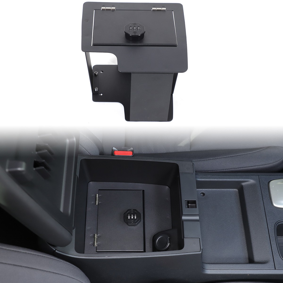 Center Console Safe GUN Storage Lock Box W/ TRAY For Nissan