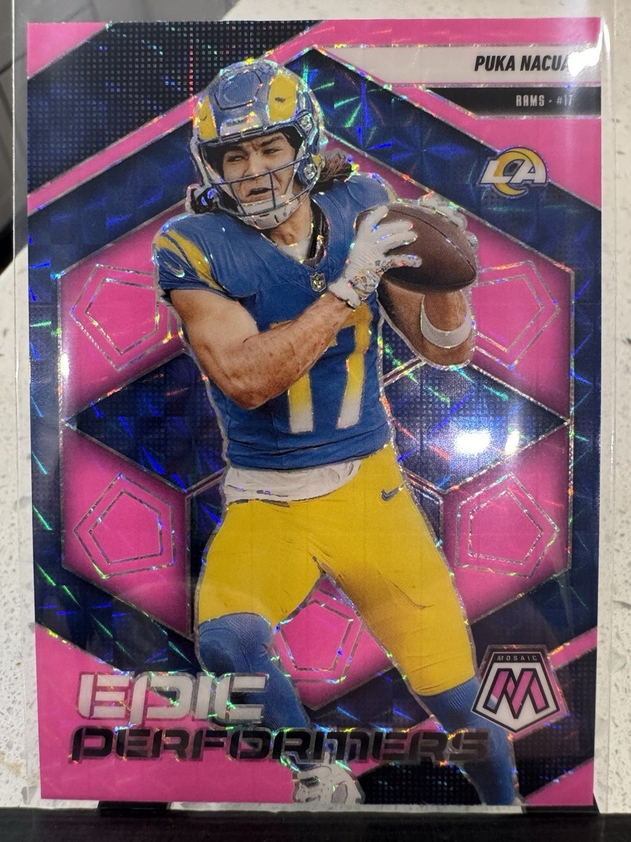 2025 Panini Mosaic - Epic Performers Puka Nacua #7 Mosaic Pink