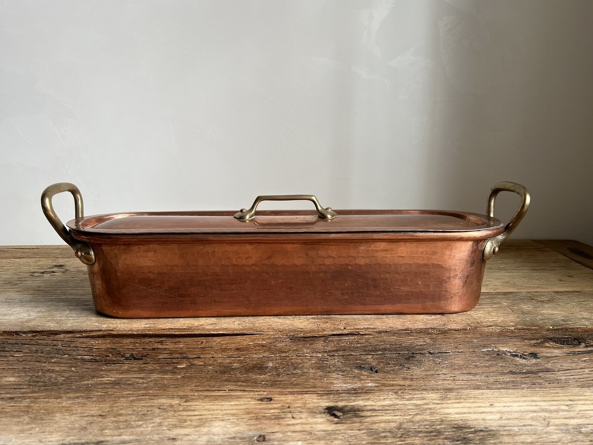 French Hammered Copper Fish Kettle Poacher with Lid & Insert | eBay