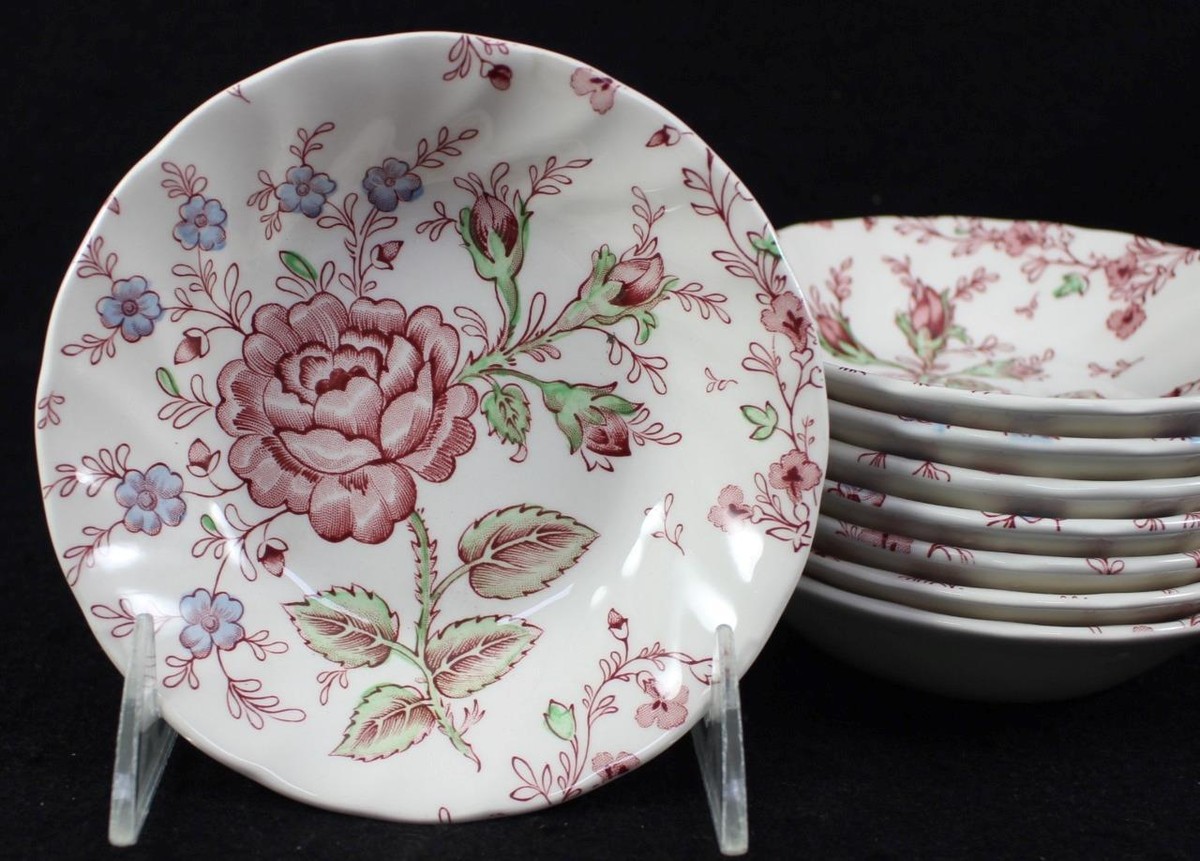 Johnson Brothers Rose Chintz Pink (England 1883 Stamp) Group of 8