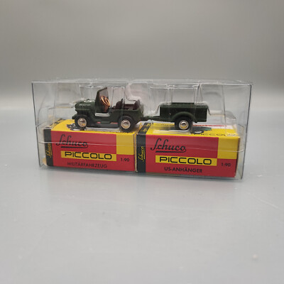 Schuco Piccolo Willy´s Jeep mit US-Anhänger - Militärfahrzeug 1:90