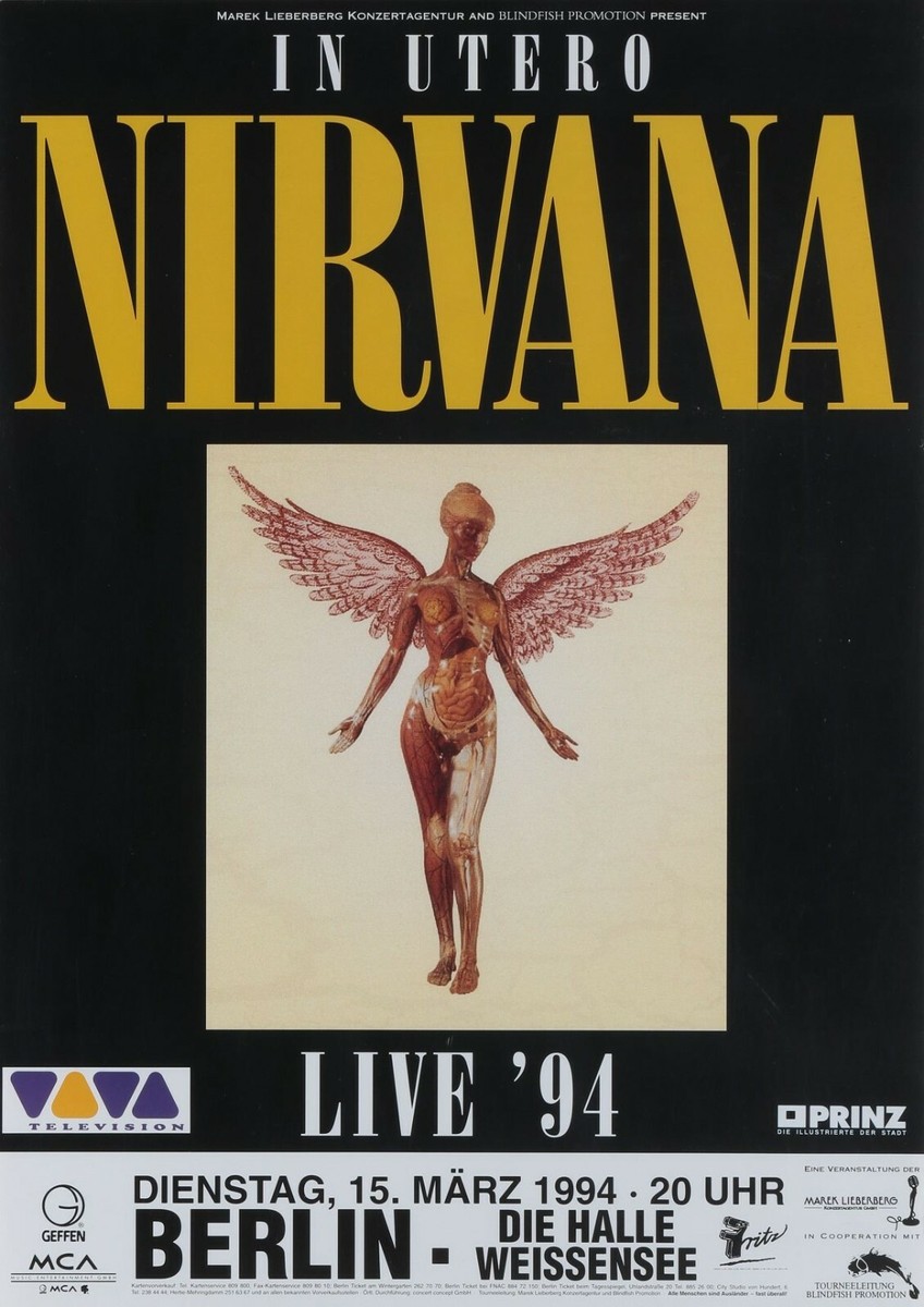 Original Nirvana In Utero Live '94 Berlin concert poster | eBay