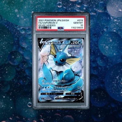 Vaporeon V PSA 10 Pokemon Card Japanese Eevee Heroes 074 2021 s6a