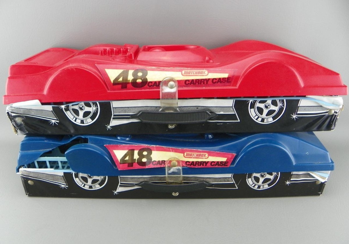 Vintage 1980 Matchbox Lesney 48 Red & Blue Race Car Storage Carry