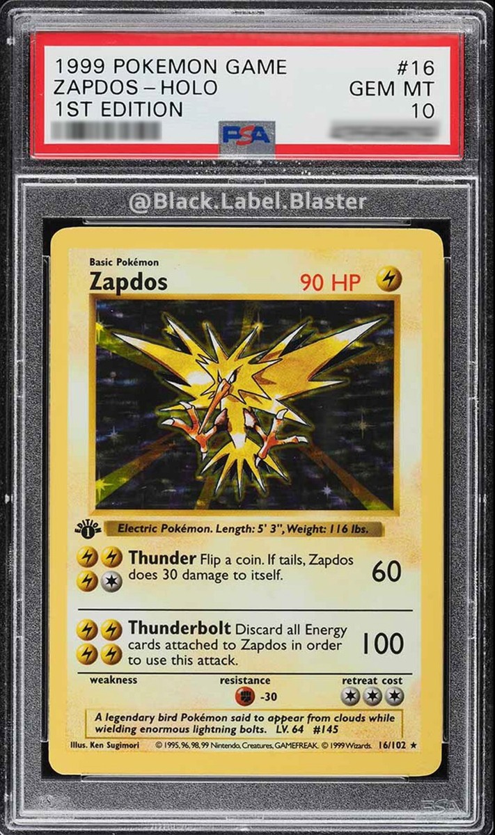 1999 Pokemon Base Set Zapdos 1st Edition Shadowless Holo #16 - PSA