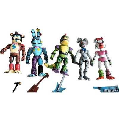 Pack Of 5 Five Nights At Freddys Glamrock Figures 5” FNAF Mexican