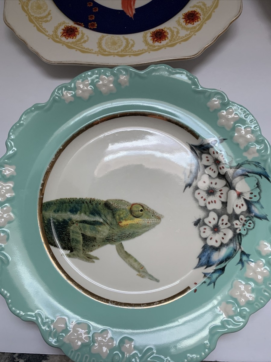 Anthropologie LOU ROTA NATURE TABLE PLATES SET 4 Goldfish Owl