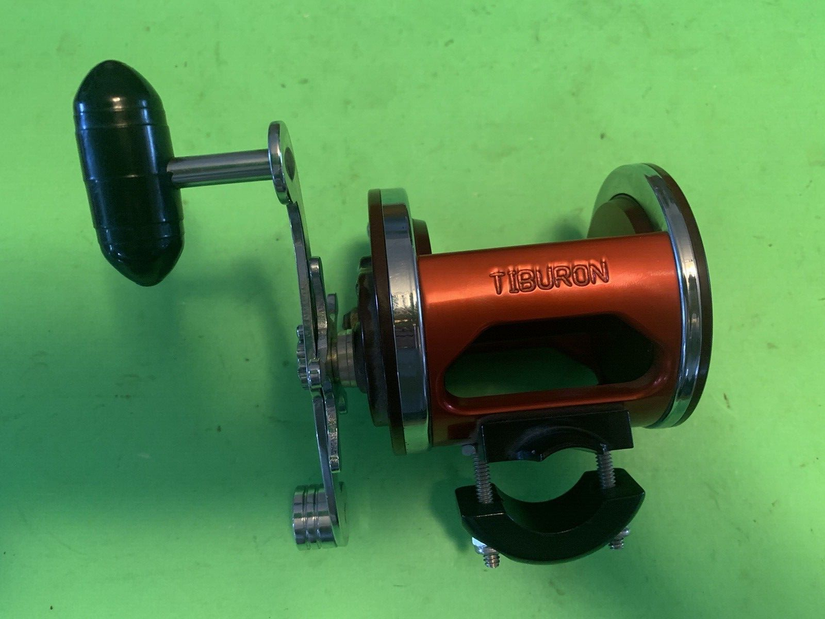 CUSTOM BUILT PENN JIGMASTER FISHING REEL TIBURON FRAME RED