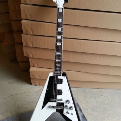 Customization Flying V Black and White Electric Guitar, Good
