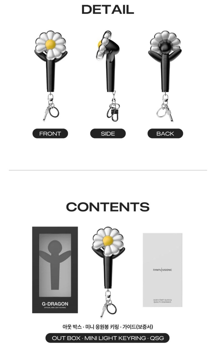 G-Dragon Official Mini Lightstick Keyring -mint, black *message
