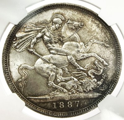 1887 SILVER GREAT BRITAIN 1 CROWN JUBILEE HEAD NGC MINT STATE 64