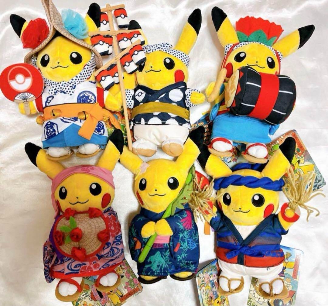 Set of 6 Pokemon Center Tohoku R Original Festival Pikachu 2025