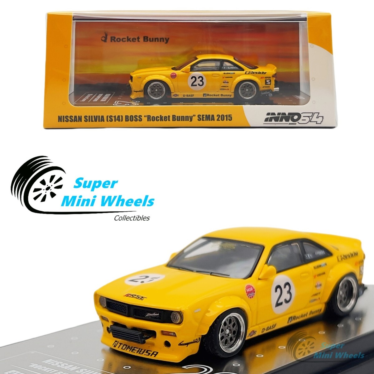 INNO64 1:64 Nissan Silvia S14 Rocket Bunny SEMA 2015 Yellow | eBay