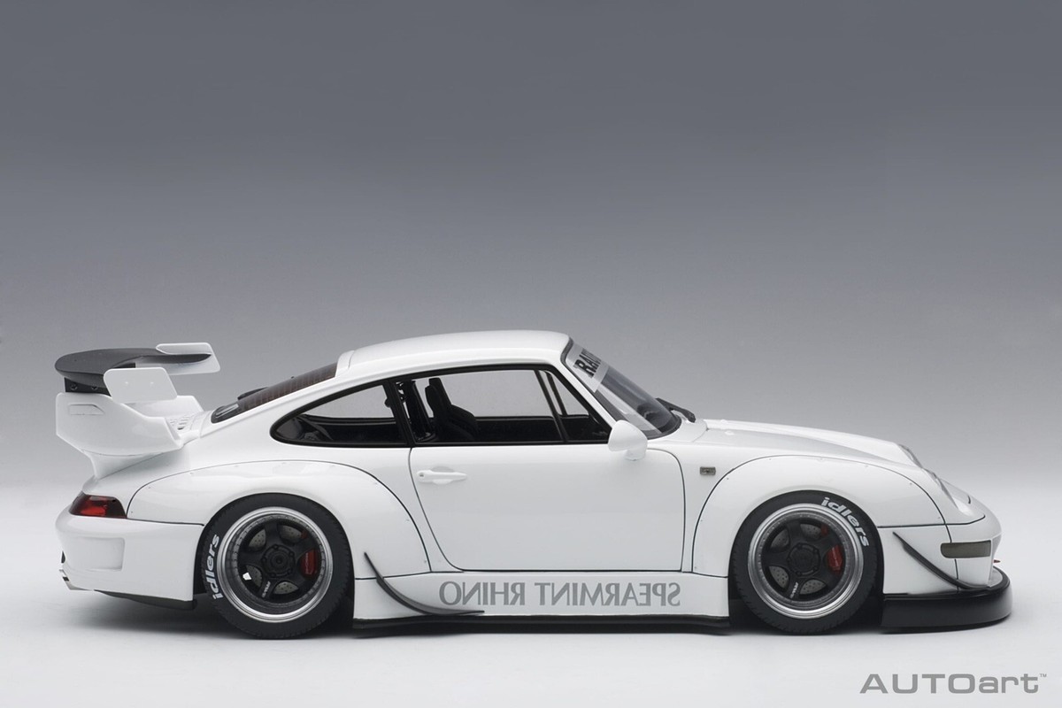 PORSCHE 911 993 CARRERA RWB WHITE WITH GUNMETAL GRAY WHEEL 1:18 by