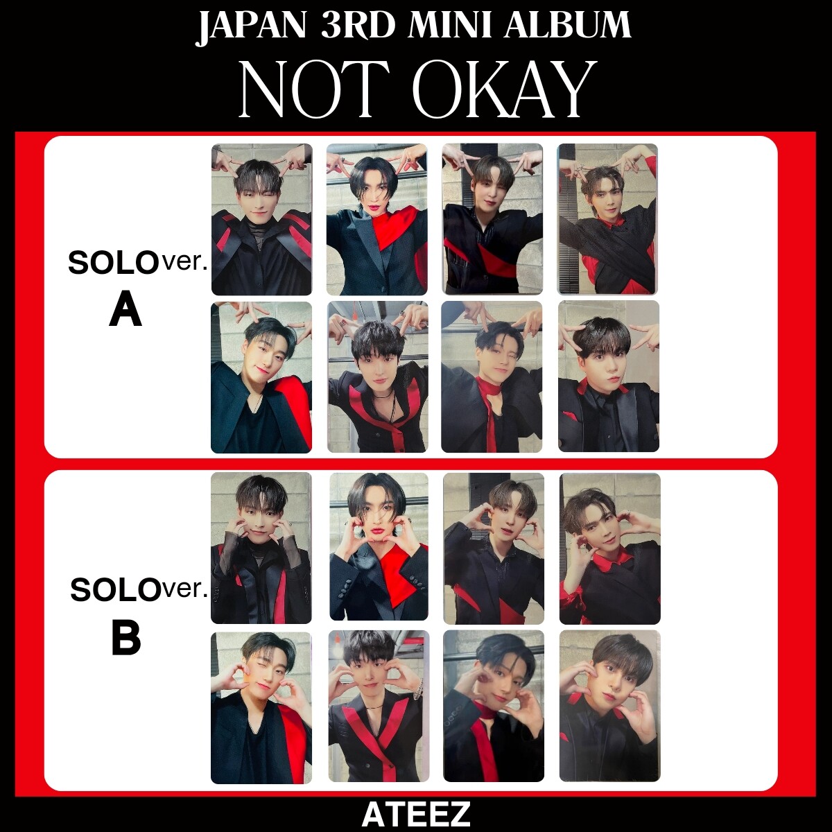ATEEZ NOT OKAY JAPAN 3RD SINGLE Photo card Solo ver. PC | eBay