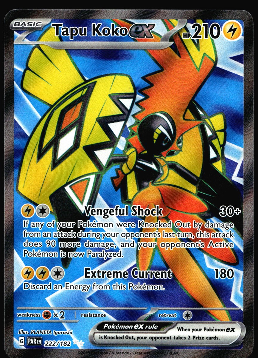 Tapu Koko ex SV04: Paradox Rift #222/182 Ultra Rare Pokemon Card