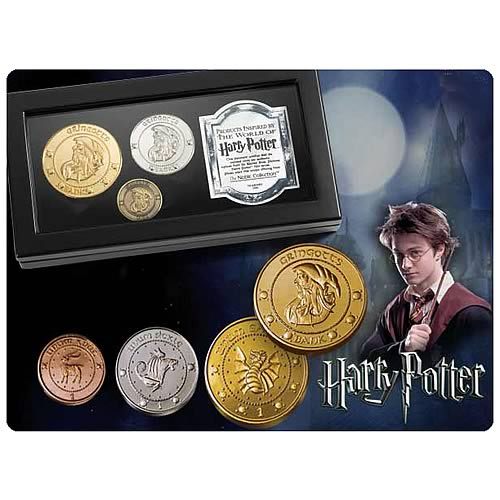 Harry Potter Gringotts Bank Coins Collection 24kt Galleon Knut