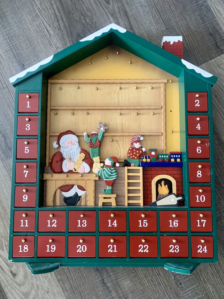 Advent Calendar Santa's Workshop Christmas Wood Compartment Costco