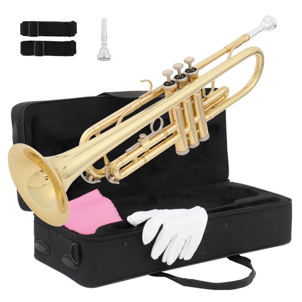 New Beginner Gold Lacquer Brass Bb Trumpet W/ Case for Student