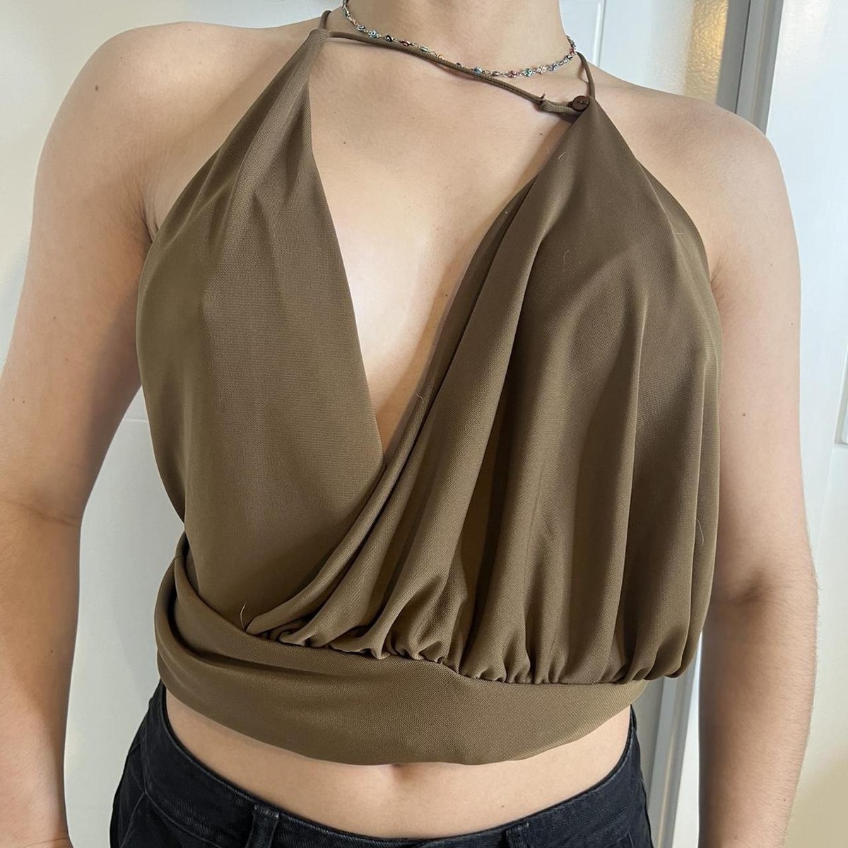 ZARA NEW WOMAN DRAPED TOP BROWN XS-XL 8531/107 | eBay