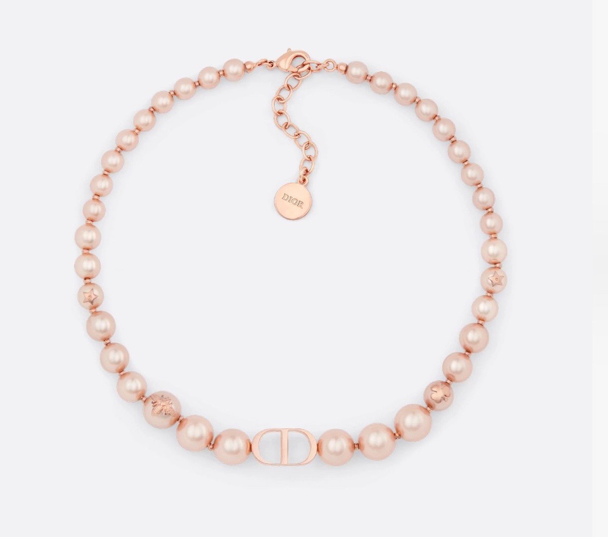 Dior 30 Montaigne Choker Pink Finish Metal Pink Resin Pearls Brand