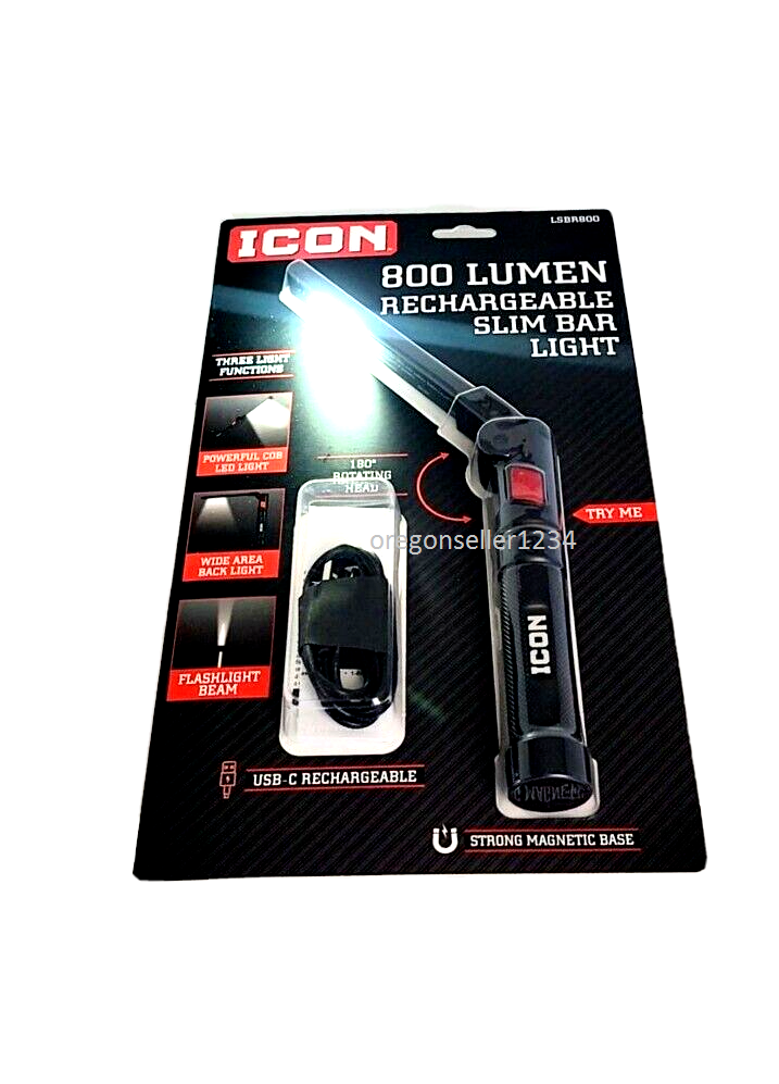 BRAND NEW ICON 800 Lumen LED Rechargeable Magnetic Folding Slim