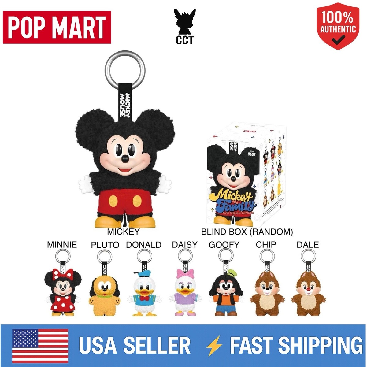 USA*AUTHENTIC POP MART Disney Mickey Family Cute Together Keychain
