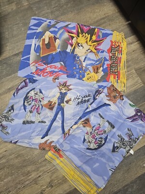 VTG Yu-Gi-Oh Twin Size Bed Sheet 3 Piece Set Flat & Fitted Sheet