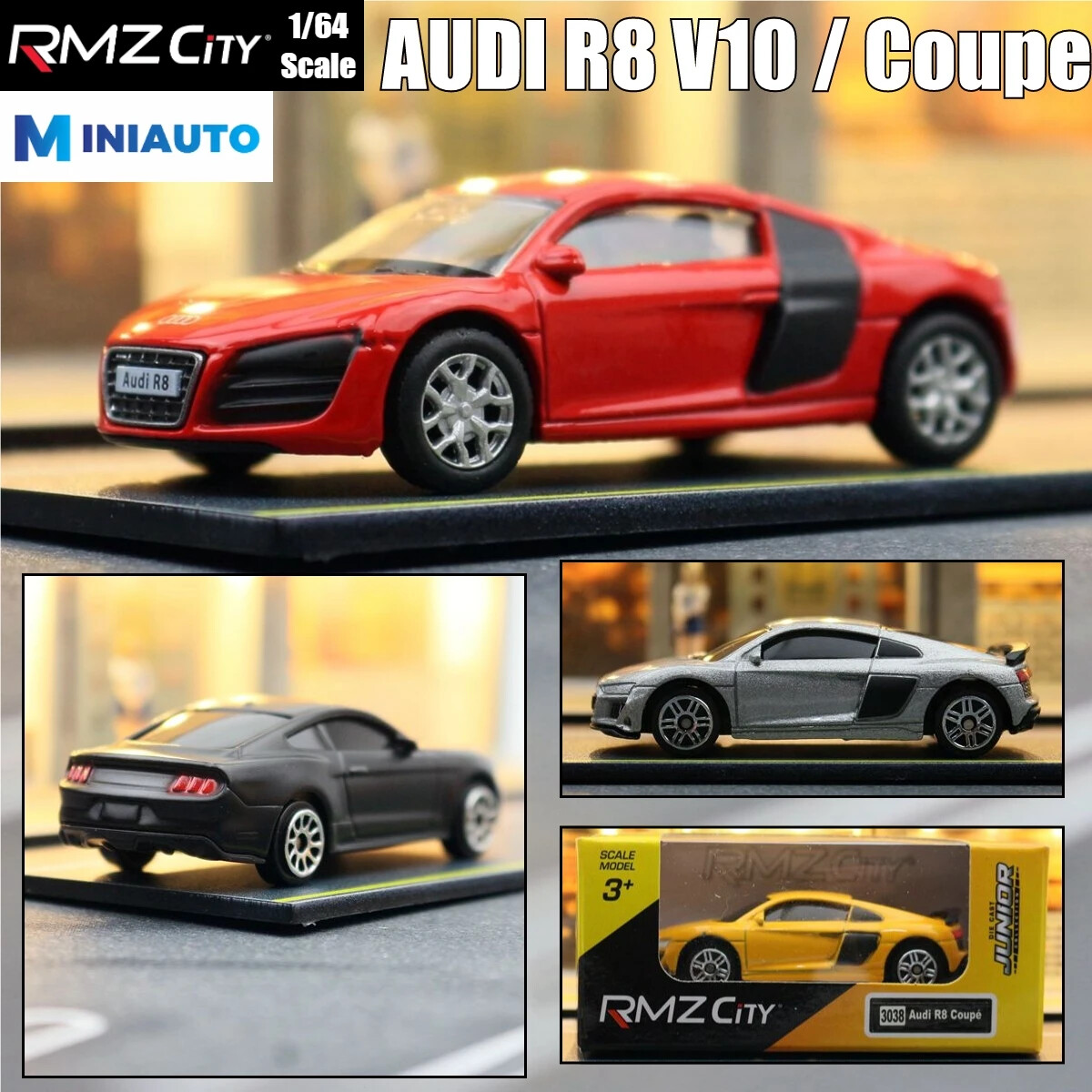 1/64 Audi R8 Coupe V10 Diecast Sport Toy Car Model Alloy Vehicle