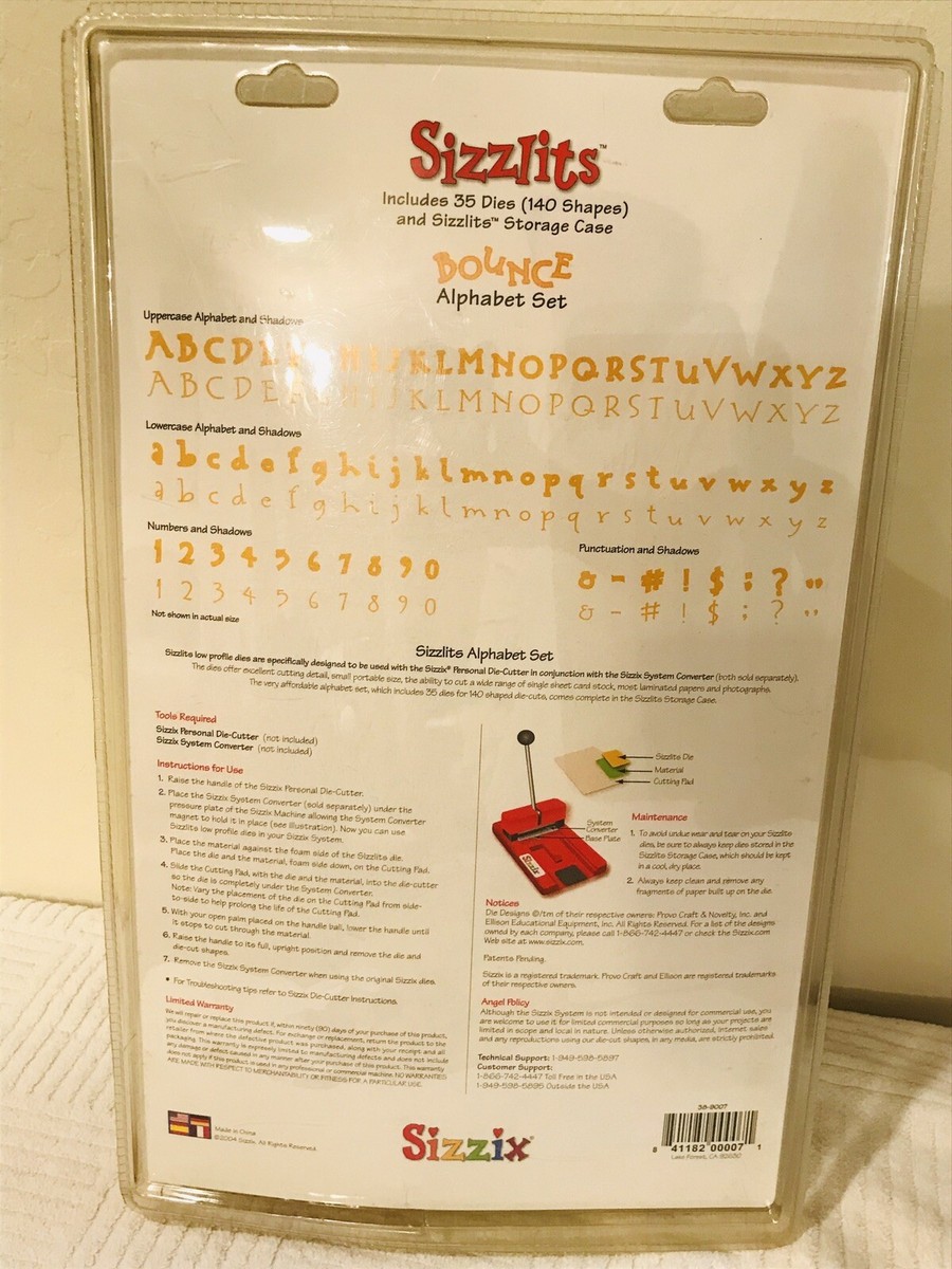 Sizzix Sizzlits Bounce Numbers Alphabet Punctuation Set 35 Dies