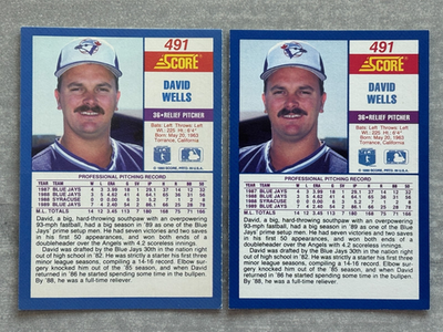 2) 1990 Score DAVID WELLS 