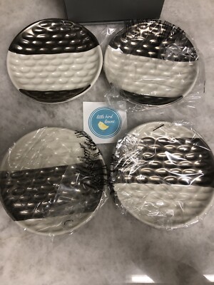 Set /4 Michael Wainwright Truro Platinum Canape Plates Appetizer