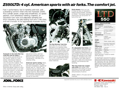 KAWASAKI Brochure Z550LTD Z550 LTD C1 KZ550 1980 Sales Catalog