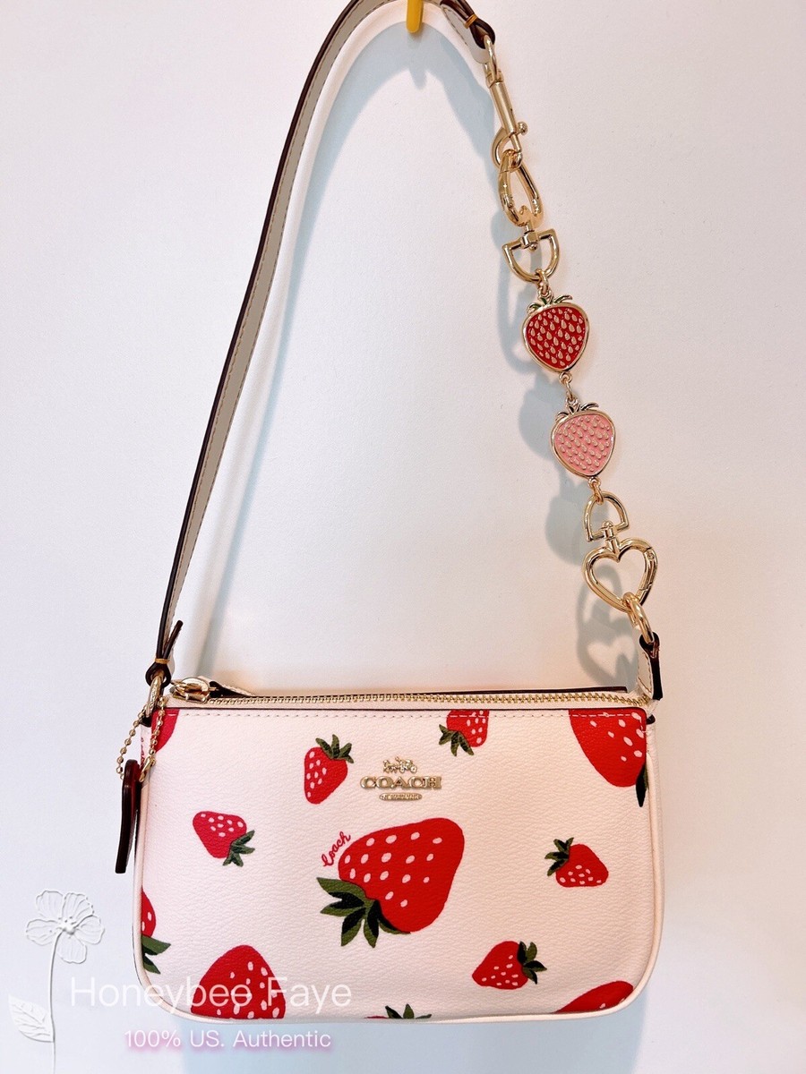 Nwt Coach Nolita 19 With Strawberry Print CH533 + Extended Chain