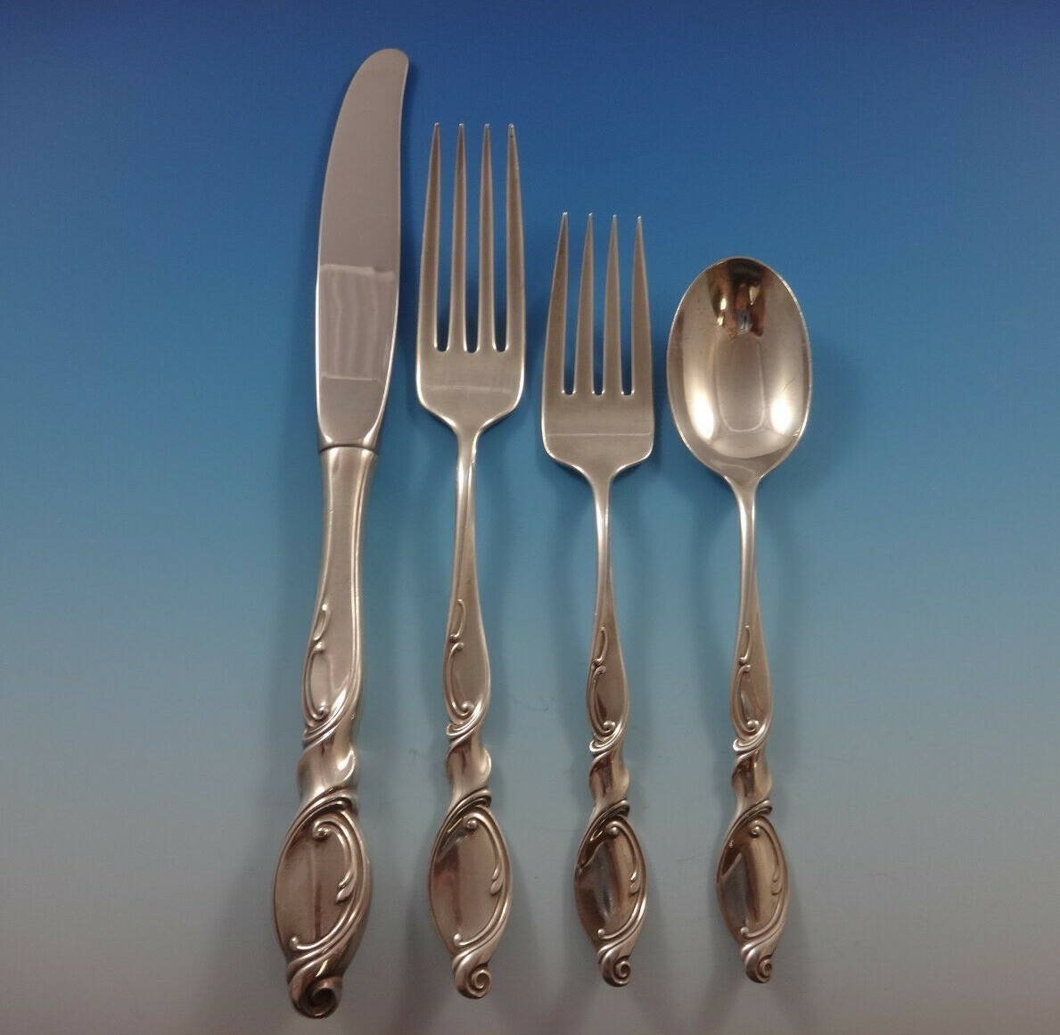 Silver Swirl by Wallace Sterling Silver Flatware Set 6 Service 30
