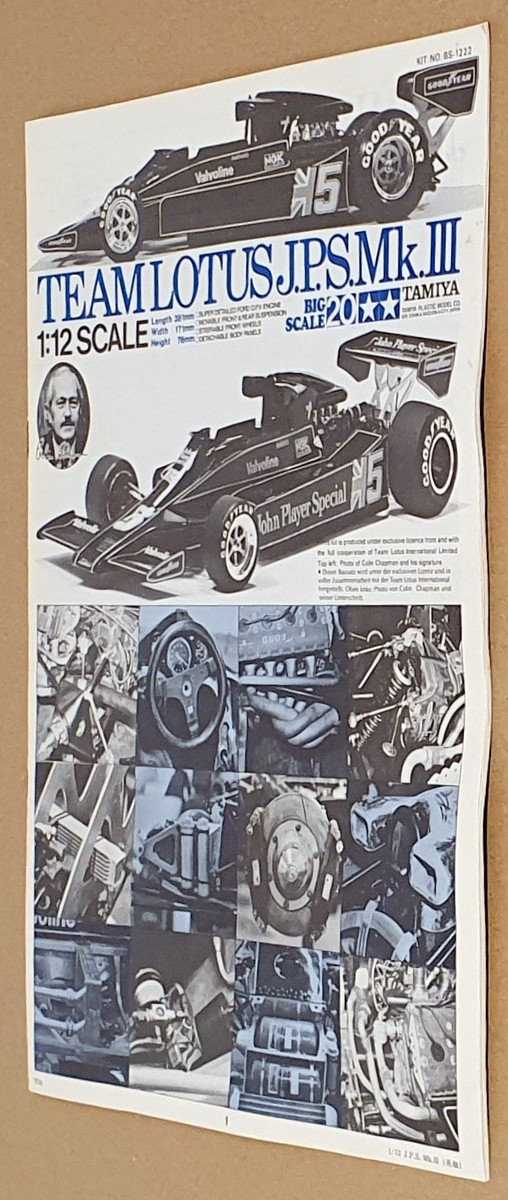 1978 Team Lotus JPS MK III F1 Mario Andretti - 1/12 Tamiya Unbuilt
